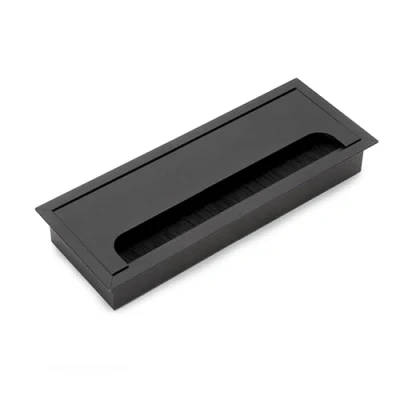 Imagen de EMUCA Pasacables para mesa Quadrum, rectangular, 269x80mm, encastrar, Aluminio, Pintado negro