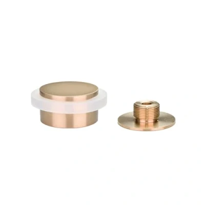 Imagen de EVI Herrajes Tope de Puerta Adhesivo 45 x 20 mm Base Roscada Goma Blanca Latón Acabado Mate Incluye Tornillo + Taco Sujeción Mod. I 203/35X19 B DUAL LMT