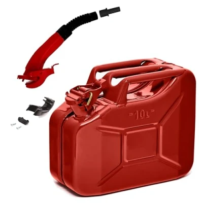 Imagen de BW® Bidón de combustible metal 10 litros con boquilla Rojo RAL 3000 Certificado TÜV y homologación la ONU Fabricado en Europa