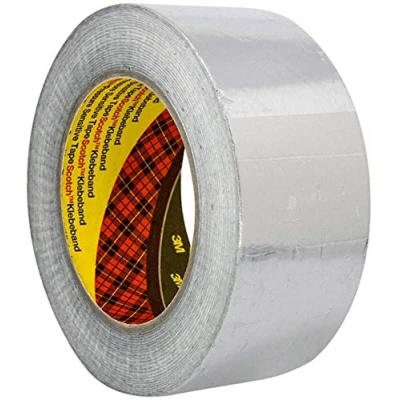 Imagen de 3M 1436 Rollo de cinta adhesiva aluminio, resistente a llamas y altas temperaturas, 50 mm x m, plata