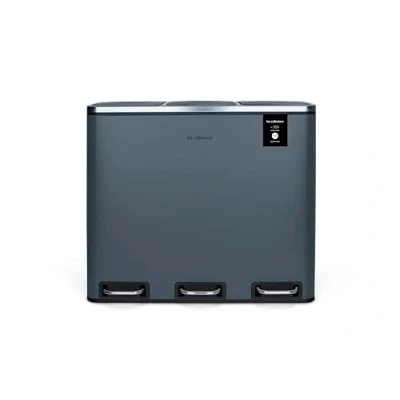 Imagen de Cubo de basura clasificación con pedal Dark Grey Les Collectors N 984, capacidad 60 L, resistente, cocina, separador residuos 2 bandejas, sellos extraíbles, reciclaje, selectiva