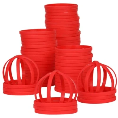 Imagen de LVNRIDS 50 Pulseras de Silicona para Adulto, 8 inch Longitud elásticas Goma Deportes Regalos a granel Suministros Profesores Decoraciones fiestas Rojo