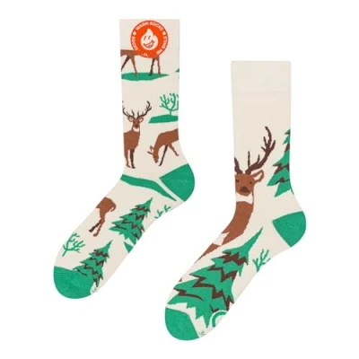 Imagen de Dedoles Calcetines Unisex Hombre Mujer y Niños Algodón muchos diseños divertidos diferente izquierda derecha, color: Verde, diseño: Ciervo majestuoso (invierno), tamaño: 35 38