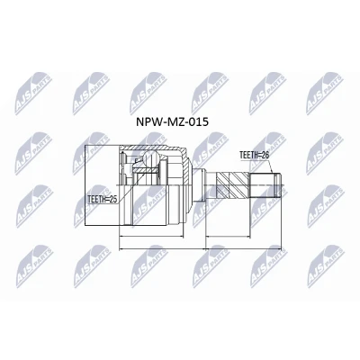 Imagen de NTY NPW MZ 015 Junta Homocinética Eje delantero, izquierda, lado de engranaje FORD: Ranger Mk2