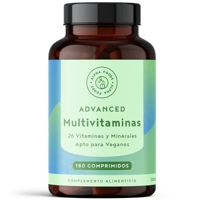 Imagen de Multivitaminas y Minerales 26 Vitaminas para el Cansancio Vitamina C, B, D, E, Magnesio, Zinc, Calcio Multivitaminico Completo Hombre Mujer 180 Comprimidos Veganos Alpha Foods