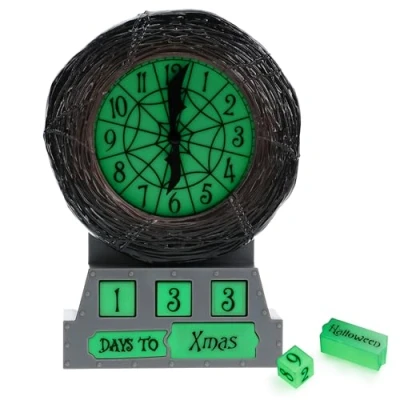 Imagen de Paladone Reloj Despertador de Cuenta Regresiva Nightmare Before Christmas Producto Oficial Disney, decoración Festiva Que Brilla en la Oscuridad para Halloween y Navidad