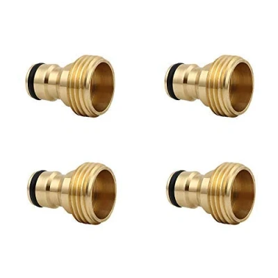 Imagen de Hydrogarden Conector rápido de Manguera jardín 4 Piezas Boquilla Rosca Macho latón 3/4 Pulgada Adaptador conexión rápida
