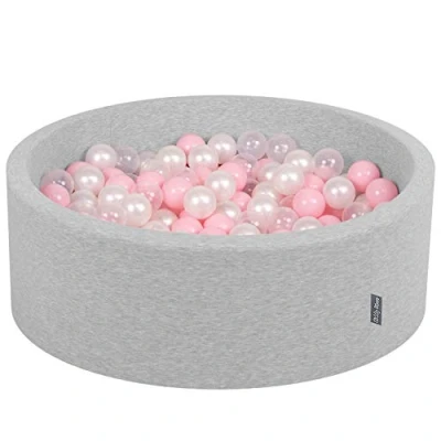 Imagen de KiddyMoon 90X30cm/200 Bolas ∅ 7Cm Piscina De para Ninos Hecha En La UE, Gris Clr:Rosa Clr/Perla/Transparent