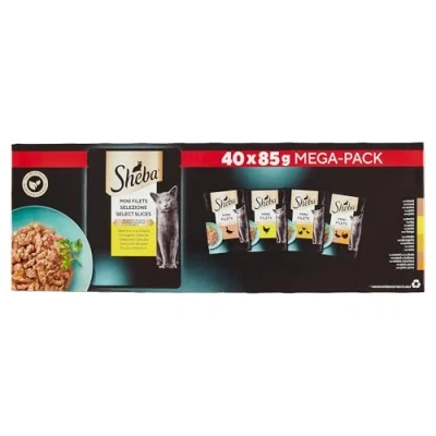 Imagen de SHEBA Mini filetes Bolsas de frescura en Salsa, selección Aves Corral para Gatos Adultos 40 x 85 g