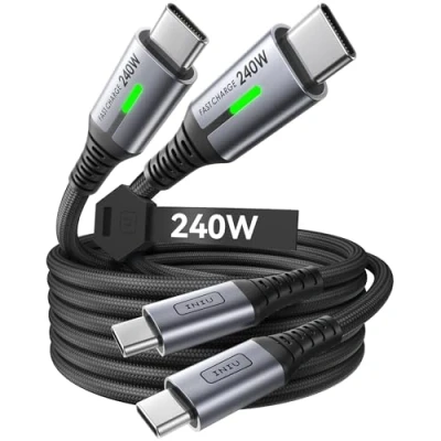 Imagen de INIU 240W USB C a Cable, [2 Pack 2m] PD3.0 Cable Carga Rapida, Nylon Cargador Tipo para iPhone 16 15 Promax MacBook iPad, Note20, Pixel 7, Dell Laptop Steam Deck, Samsung etc