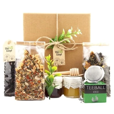 Imagen de Set de Regalo con Té, Dulces y una Cafetera &quot;Tesoros Té&quot; UniTea Land
