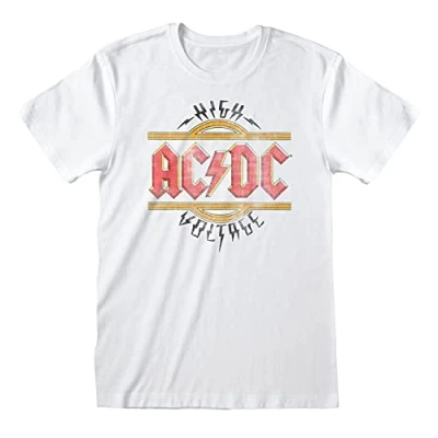 Imagen de AC/DC Camiseta Vintage Alto Voltaje, blanco, S