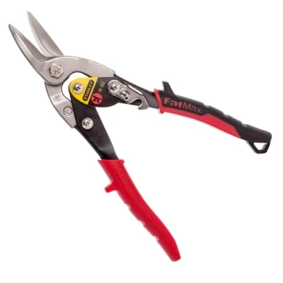 Imagen de STANLEY FATMAX Tijera de Chapa Corte Derecho, Filos Serrados, Aleación Acero Forjado, Mangos Bimaterial, Cortes en Aluminio, PVC, Mallas Acero, hasta 1.2mm, 2 14 562