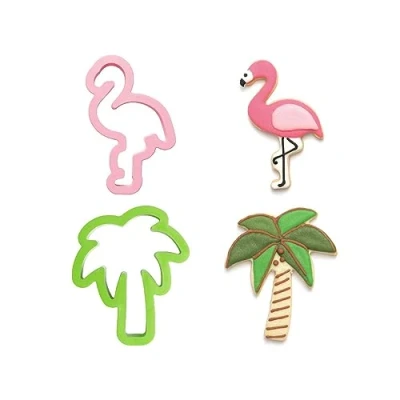 Imagen de Decora 0255071 Kit 2 CORTADORES DE PLÁSTICO Flamenco Y Palma 10/9,5 X H 2,2 CM, Surtido