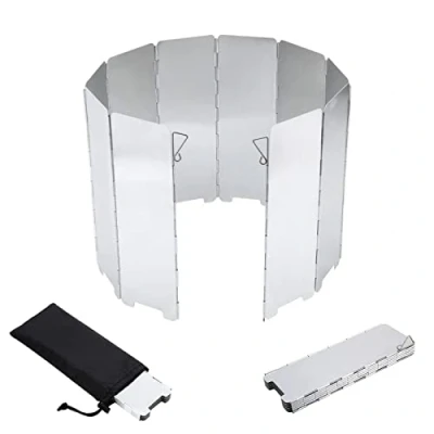 Imagen de 10 Placas Parabrisas de Estufa,Parabrisas Aluminio Plegable Aleación,Pantalla Viento Cortavientos al Aire Libre para Acampar Picnic BBQ Camping Cocina