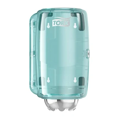Imagen de Tork 658000 Dispensador mini de alimentación central Performance/Soporte papel mecha compatible con el sistema M1 / Blanco y Turquesa