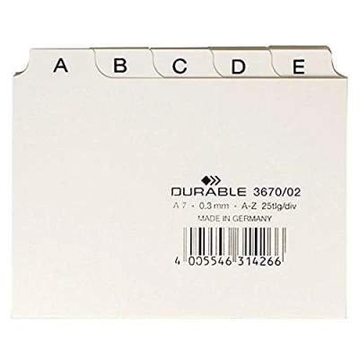 Imagen de Durable 367002 Registro de guía A Z, A7 paisaje, 1 pieza, blanco