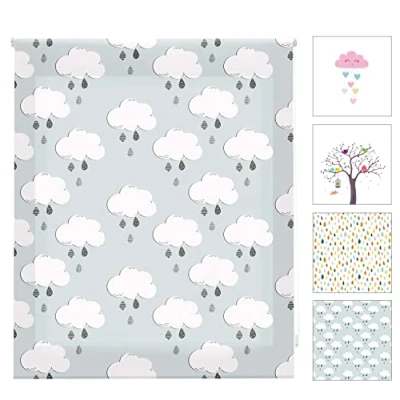 Imagen de Blindecor Digital Infantil Estor Enrollable Translúcido con Estampado Impresión Modelo Clouds 110 x 180 cm (ancho por alto) Tamaño de la Tela 107 175 Estores para Ventanas