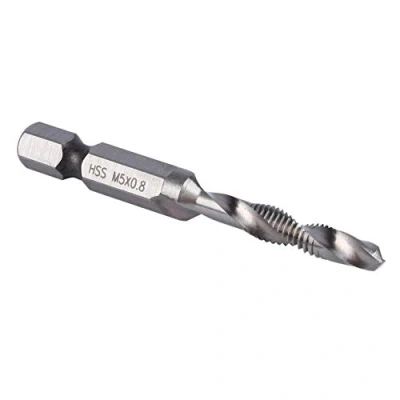 Imagen de Akozon Broca de roscar, Brocas Hexagonal Espiral M5 HSS 1/4 pulgada cónica Pieza la herramienta eléctrica rosca fijada