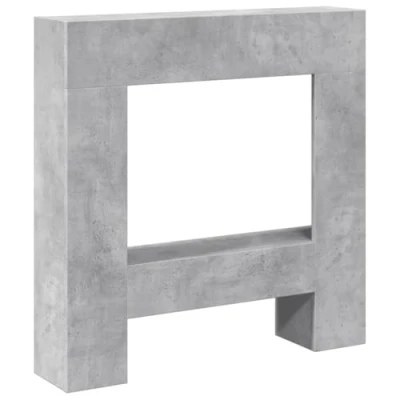 Imagen de vidaXL Borde de Chimenea Madera ingeniería Gris hormigón 81x18x82 cm, Envolvente Chimenea, repisa