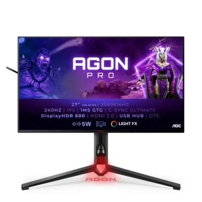 Imagen de AOC Monitor Agon Pro AG274QG, 27&quot; WQHD, 240 Hz, 1ms, IPS, Flicker Free, Low Blue Mode (2560x1440, 450 CD/m, HDMI 2x2.0, Displayport 1x1.4, USB Hub), Negro