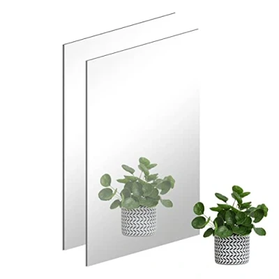Imagen de DRERIO 2 Piezas Espejos Adhesivos HD sin Vidrio Espejo de Pared 40 x 30 CM Grandes Acrílico Marco para Baño, Recibidor, Dormitorio