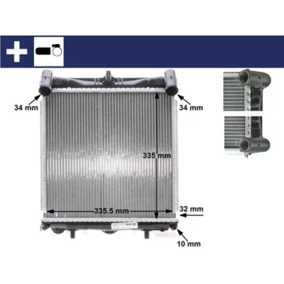 Imagen de MAHLE ORIGINAL CR 370 000S Radiador, refrigeración del motor 355 350 32 con soporte, accesorios pinza/grapa Aletas soldadas