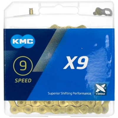 Imagen de Cadena Kmc X9 Ti N 114 Eslabones 9V. Oro
