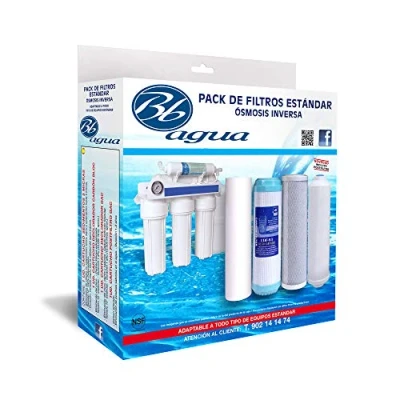 Imagen de Pack de 4 Filtros ósmosis. Recambio compuesto por 1 Sedimentos, Carbón GAC, Block, Post Filtro Coco. Bbagua.