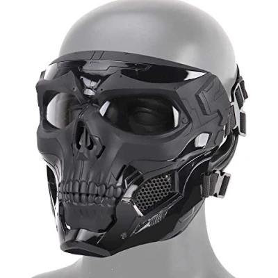 Imagen de LEJUNJIE Máscara táctica del cráneo de Cara Completa, Adecuada para el Juego rol Halloween Airsoft Paintball y CS War Game Red Protectora Mask