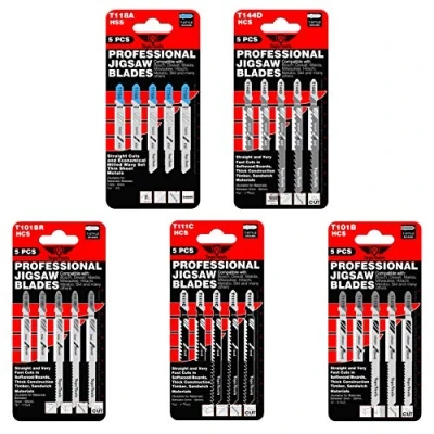 Imagen de 25 hojas de sierra calar mixtas TopsTools JSTTK5B T101B T101BR T111C T118A T144D compatibles con Bosch, Dewalt, Makita, Milwaukee y muchos más
