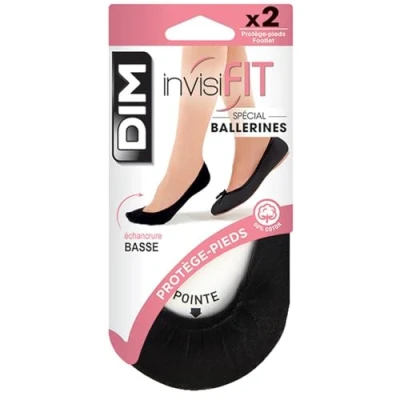 Imagen de Dim Invisifit Salvapiés Bailarinas Calcetines, Negro, 3/4 (Pack de 2) para Mujer