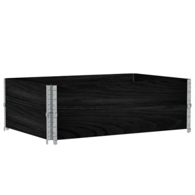 Imagen de vidaXL Collares de palets 2 uds Madera Maciza Pino Negro 120x80 cm, collarín palets, Caja Palet, Marco apilamiento