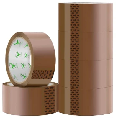 Imagen de iSOUL cinta de embalaje, 6 rollos embalaje bajo ruido, fuerte y resistente, marrón 48 mm x 66 m para cajas mudanza,