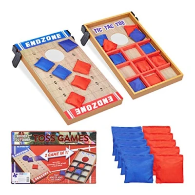 Imagen de Relaxdays Juegos de Habilidad 2 en 1 Cornhole y Tic TAC Toe, Madera Tela Arena, Multicolor, 4 x 29,5 51 cm
