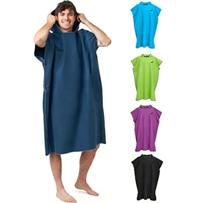 Imagen de Fit Flip Toalla Poncho Adulto Ligera, compacta y de Secado rápido Playa, para cambiarse, con Capucha Surf Color: Azul Marino Gris Tamaño: M