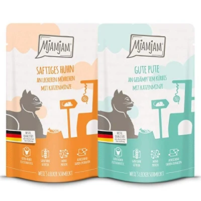 Imagen de MjAMjAM Comida Húmeda Premium para Gatos, Sin Cereales con Carne Extra, Paquete Mono 1, Pack de 12 x 125 g