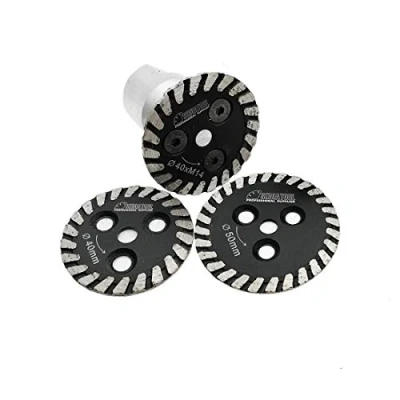 Imagen de SHDIATOOL Diamond Turbo Mini hoja de sierra (3 unidades, diámetro 40 mm/40 mm/50 mm, con 1 vástago rosca M14 extraíble para cortar grabado, granito, mármol, piedra, hormigón)