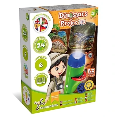 Imagen de Science4you Linterna para Niños 4+ Años Proyector de Dibujos y Infantil con Dinosaurios, Set Ciencia, Juguete Jurasico Educativo