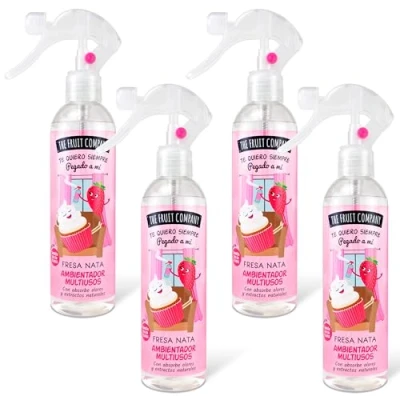 Imagen de The Fruit Company Ambientador Spray, Fresa Nata, Pack de 4 Unidades 250ml (1000ml)