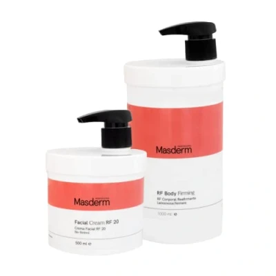 Imagen de MASDERM Pack de 2 Crema Gel Radiofrecuencia Facial y Corporal Hidratante Conductor Cavitación Antiarrugas Ácido Hialurónico Colágeno Profesional Mujer 500ml 1 L…