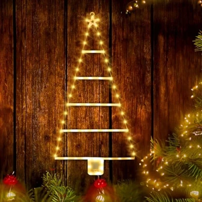 Imagen de Jsdoin Luces Navidad Exterior Pilas,90cm 75LED Escalera Pilas con Temporizador, 8 Modos, Impermeable Arbol Decoracion Ventana Puerta Hogar（Blanco Calido）