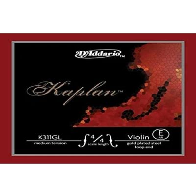 Imagen de D&#039;Addario Kaplan 4/4 Scale Medium Tension Gold Plated Loop End Single E String for Violin