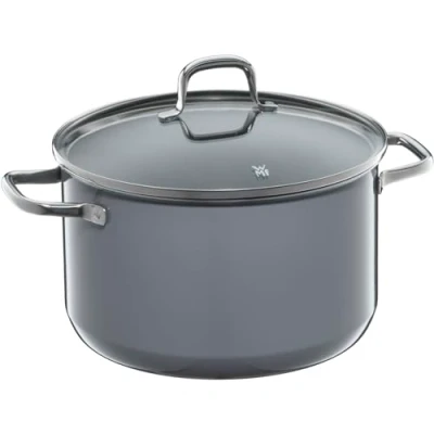 Imagen de WMF Fusiontec Essential Olla grande (24 cm, tapa de cristal, 6,4 L, cerámica alta tecnología, resistente a los arañazos, sin revestimiento), color gris