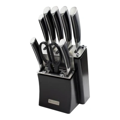 Imagen de Rockingham Forge, Juego de Bloques Cuchillos Cocina 9 Piezas, Serie Equilibrium, Acero Inoxidable Profesional, Selección Cocina, RF 9259B