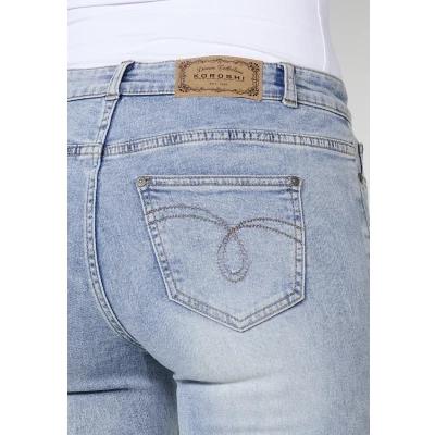 Imagen de Pantalón largo jeans recto con Cierre delantero cremallera y botón color Azul para Mujer