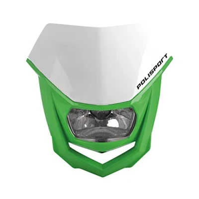 Imagen de Polisport 8657400041 Faro Delantero HALO de Polipropileno con lámpara halógeno Compatible Todos los Modelos Motocross/Enduro en Color Blanco/Verde