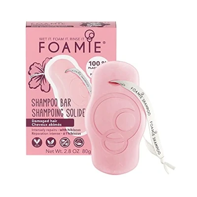 Imagen de Foamie Champú Sólido Con Aceite De Hibiscus Para Pelo Seco Y Dañado 100% Champu Vegano Sin Plástico Que Fortalece Nutre El Dañado, 80 g