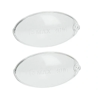 Imagen de 2 plafones de cristal para campana extractora, tamaño 100 x 54 mm, ovalados, adaptables con Faber