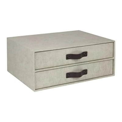 Imagen de Bigso Box of Sweden Caja con cajones para documentos y material de oficina Organizador escritorio 2 tablero fibras papel aspecto lino beige